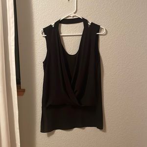 BCBG flowy black hi-low blouse